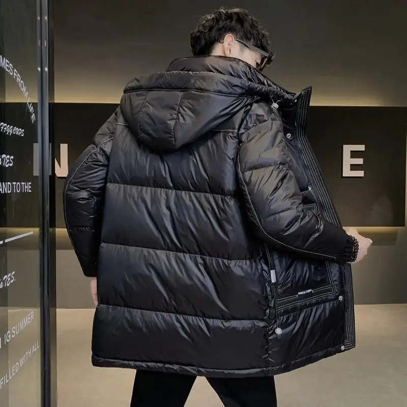 

New White Duck Down Jacket Men Winter Warm Solid Color Hooded Down Coats Duck Parka Mens Jackets Winter Outdoor Coat R116