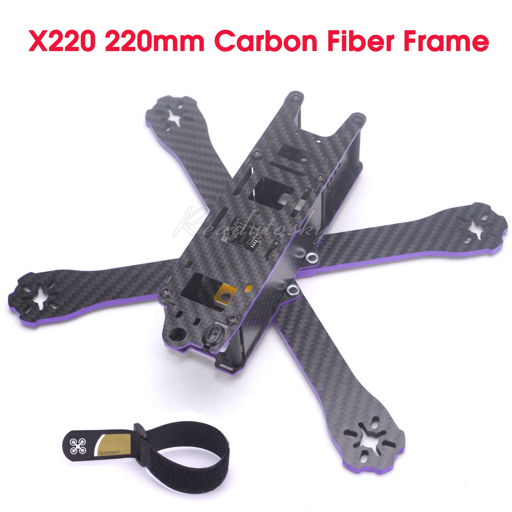 Cuadro de fibra de carbono con brazo de 4mm, Kit de marco tipo X para modelos Wizard RC, Motor multicóptero ESC FPV, DIY, X220, 220mm