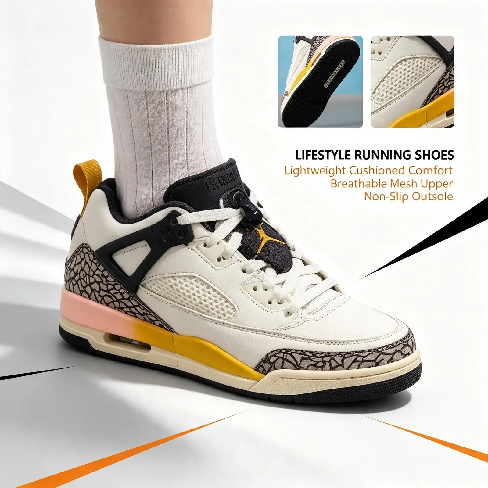 Фото Женские баскетбольные кроссовки Nike Jordan Spizike Low (GS) с модной амортизацией, удобные и износостойкие, модель FQ3950-107. №1