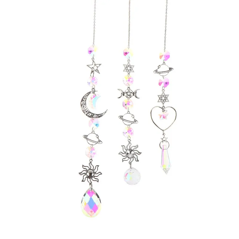 

1 Pc Brand New And High Quality Silver Planet Series Crystal Aurora Jewelry Charm Home Garden Decoration Wind Chime Charm