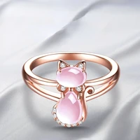 elegant and lovely cat pink zircon rings for women girl fashion engagement wedding bride promise ring 2022 trendy new jewelry