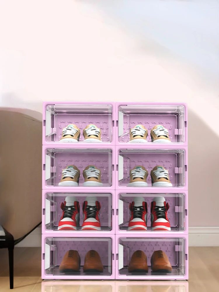 

2pcs AJ Sneakers Box Hardened plastic shoe box Stackable Cabinet Storage Box high-top Dustproof AJ shoes organizers Shoe Rack