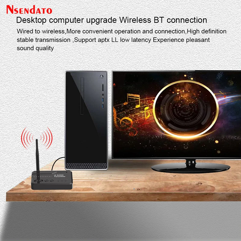 Фото Wireless Bluetooth-Compatible V5.3 LE Audio Music Transmitter Adapter With Aptx lossless Auracast LC3 for TV 3084 headphons Game №3