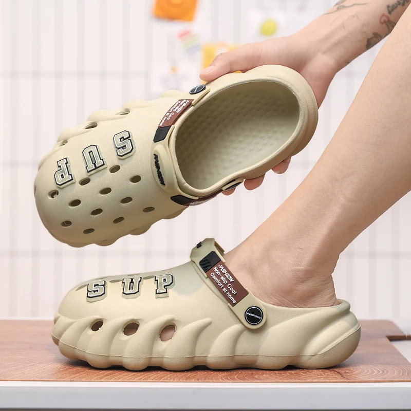 Мужские Нескользящие пляжные шлепанцы износостойкие дышащие сандалии из ЭВА на