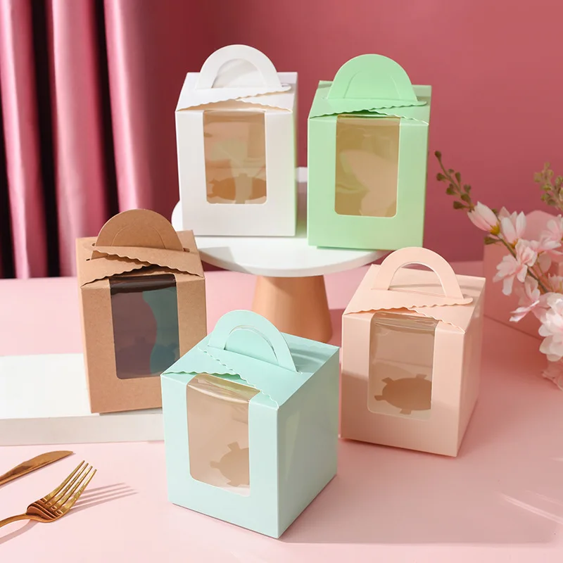 With Pvc Window Cookies Biscuit Cupcake Packaging Box Kraft Paper Gift Packaging Box For