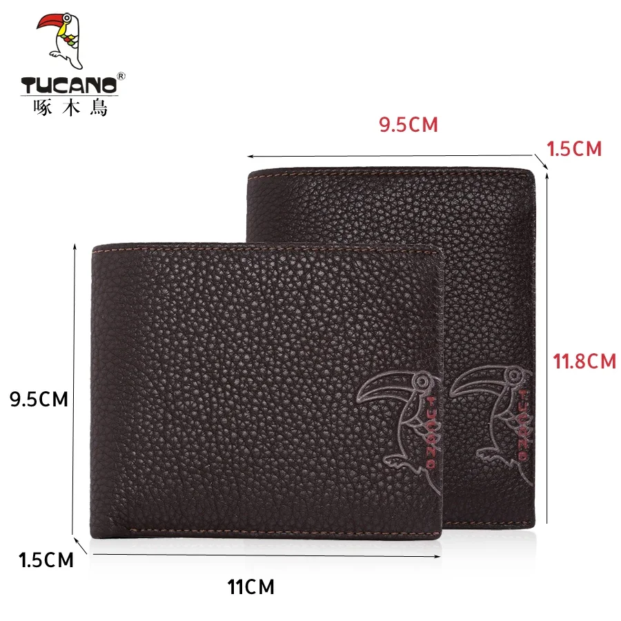 Мужской кошелек TUCANO из натуральной кожи короткий тонкий мужской двойного