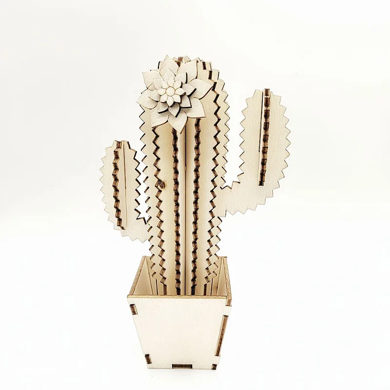 

Креативные деревянные украшения, полый кактус, забавное домашнее украшение «сделай сам», праздничные украшения