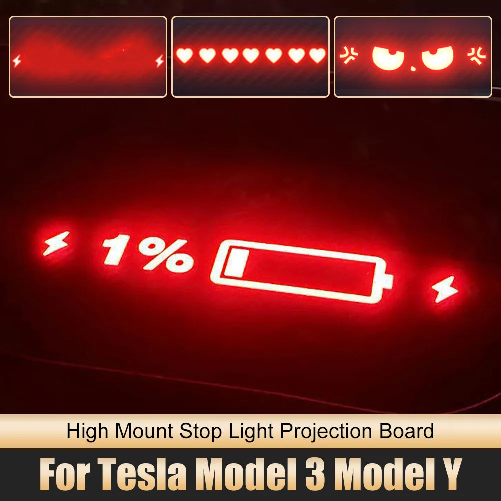 

For Tesla Model 3 Model Y High Mount Brake Light Projection Board PVC Soft Board Stop Light Patch Easy Installation Accessories