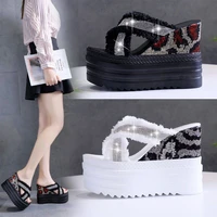 ladies slippers and sandals summer rhinestone sandals white platform wedges shoes for women casual wedge sandals woman slippers