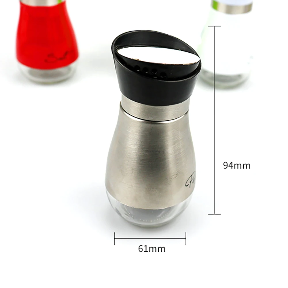 Stainless Steel Seasoning Shaker Salt and Pepper Glass Bottom Spice Dispenser Pepper Shaker Seasoning Shaker Salt Shaker BBQ Set images - 6