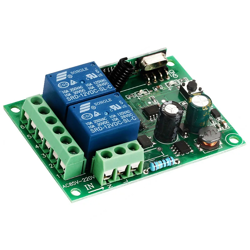 

433Mhz Remote Control Switch for Light,Door, Garage Universal Remote AC 85V ~ 250V 110V 220V 2CH Relay Receiver and Controller