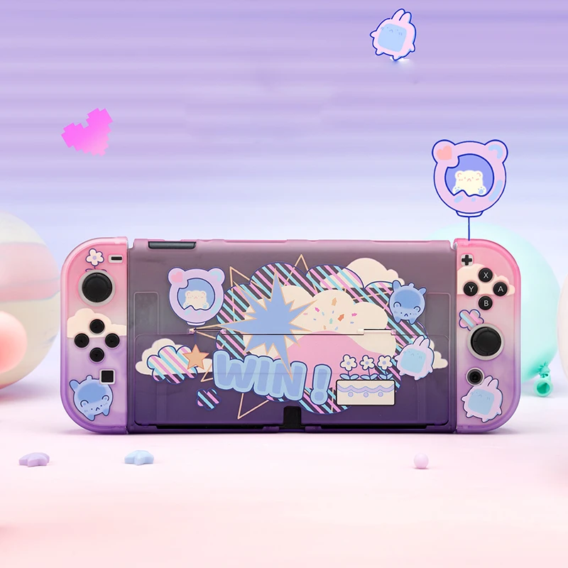 Kawaii Nintendo Switch OLED чехол с милым кроликом жесткий корпус для ПК защитный сплит Joy-con