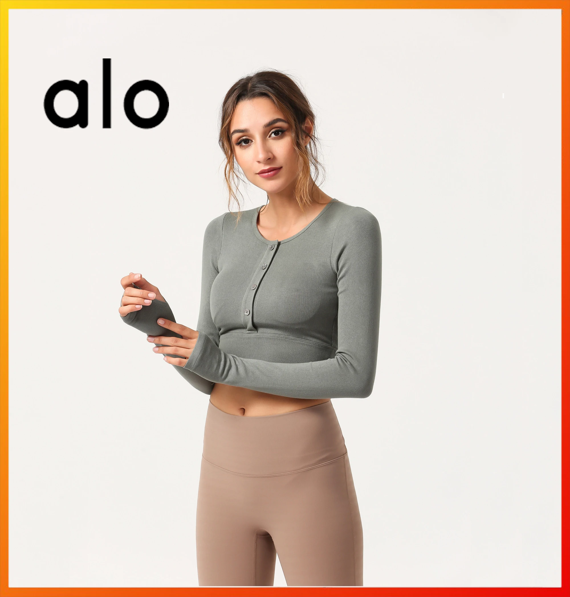 

Alo Yoga New Crop Top Sexy Women's Sports Fitness Running Long-Sleeve Breathable and Quick-Drying Clothes Tight-Fitting Yoga Wea