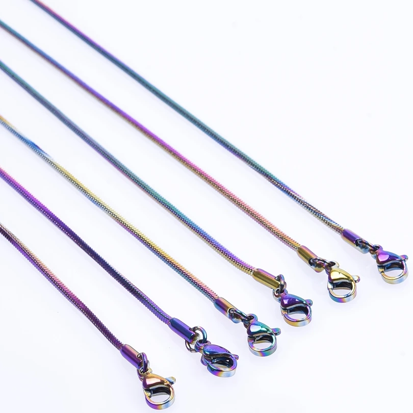 

Stainless Steel Snake Chains Rainbow Charms Punk Trending Product Necklace for Men Women Pendant Basic Jewelry Gifts Accessories