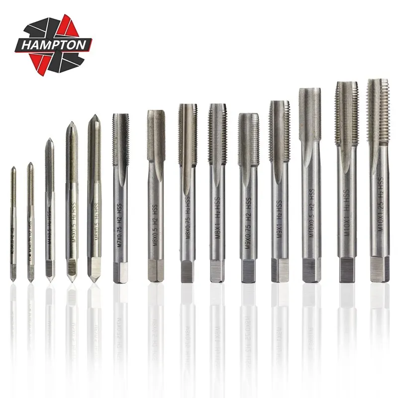 HAMPTON 1pc Right Hand Machine Plug Tap Metric Thread Screw Tap Drill M2-M20 HSS Metalworking Threading Tools