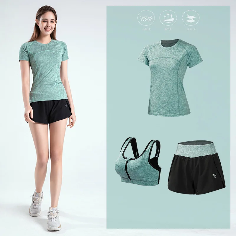 2022 Spring and Autumn New Yoga Loose Fitness Long Sleeved Short Sleeved Vest Shorts Pants Fast Drying Sports Suit