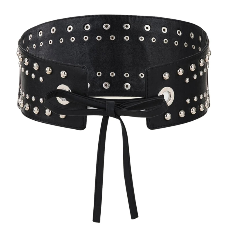 

Gothic Ladies Wide Belt Elastic Vintage PU Leather Wide Fashion Wild Adjustable Belt Women's Belt Waist Seal Belt