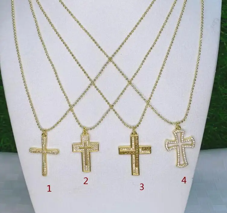 

1 шт. цепочка крест ожерелье Кулон позолоченный медный Циркон принадлежности для ювелирных изделий ожерелье оптовая продажа gh5f