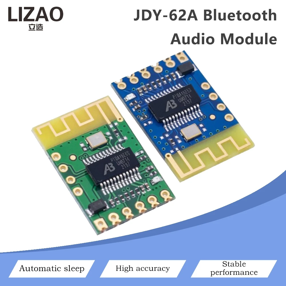 Фото Мини-аудиомодуль Bluetooth JDY-62A, двухканальный, с выходом высокого/низкого уровня, антенной на печатной плате, функцией автоматического перехода в спящий режим, совместимый с Arduino и iOS №1