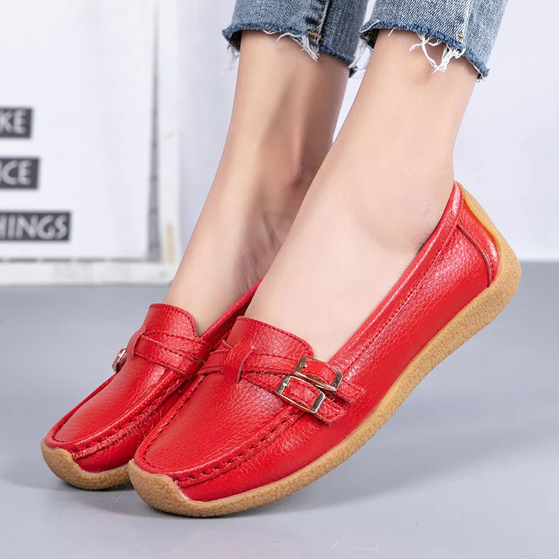 

Лоферы из искусственной кожи женские, балетки на мягкой подошве, без застежки, с пряжкой, повседневная обувь на осень, 2023