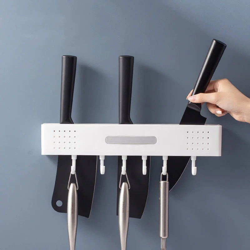 

Punch-Free Wall-mounted Storage Rack Cutter Cooking Utensils Organization Tools Accessories Kitchen Knife Plastic Rack THK065