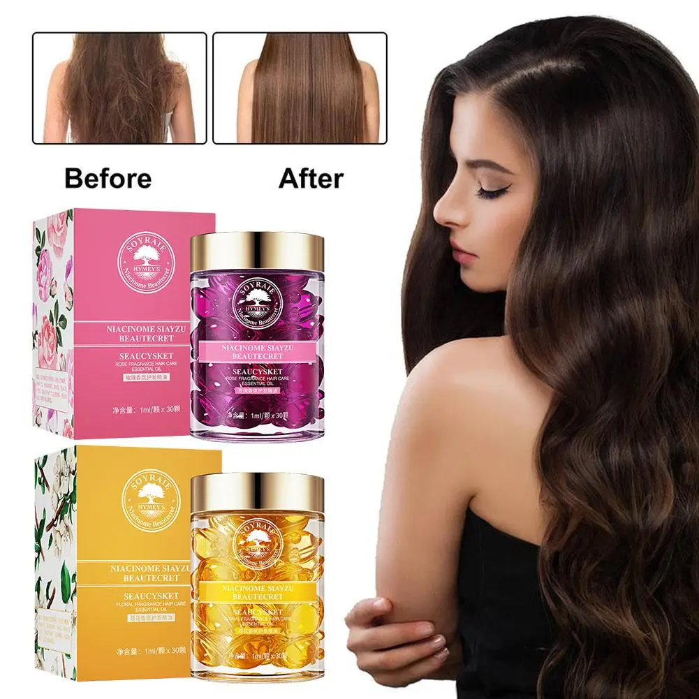 

Hair Vitamin Capsule Keratin Oil Smooth Silky Hair Essential Repair Loss Serum Anti Damaged Oil Oil 30pcs Hair Xiyu Rose Ha T0X8