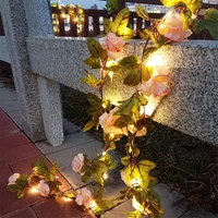 artificial leaf flower led string lights garland christmas decorations for home outdoor wedding party garden decor new year gift