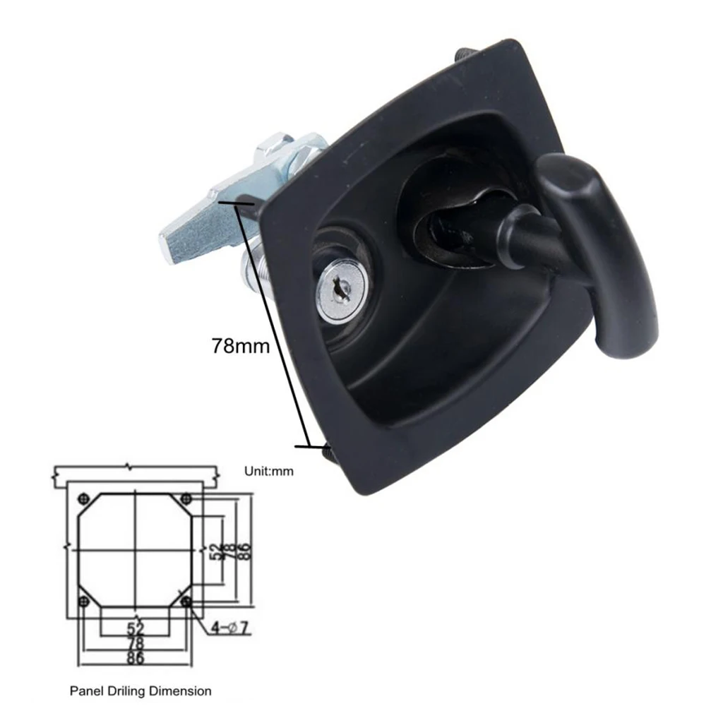 Черный встраиваемый складной Т-образный замок/ручка (коробка для инструментов