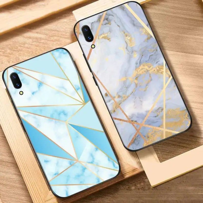 

Geometric Marble Phone Case For Oppo Reno Realme C3 6Pro Cover For vivo Y91C Y17 Y19 Funda Capa