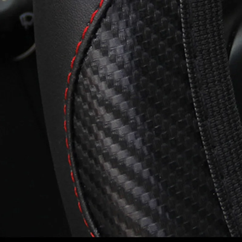 

37-38CM Car Carbon Fiber Leather Steering Wheel Cover Elastic Black No Inner Ring Car Steering Wheel Cover Interior Accessories