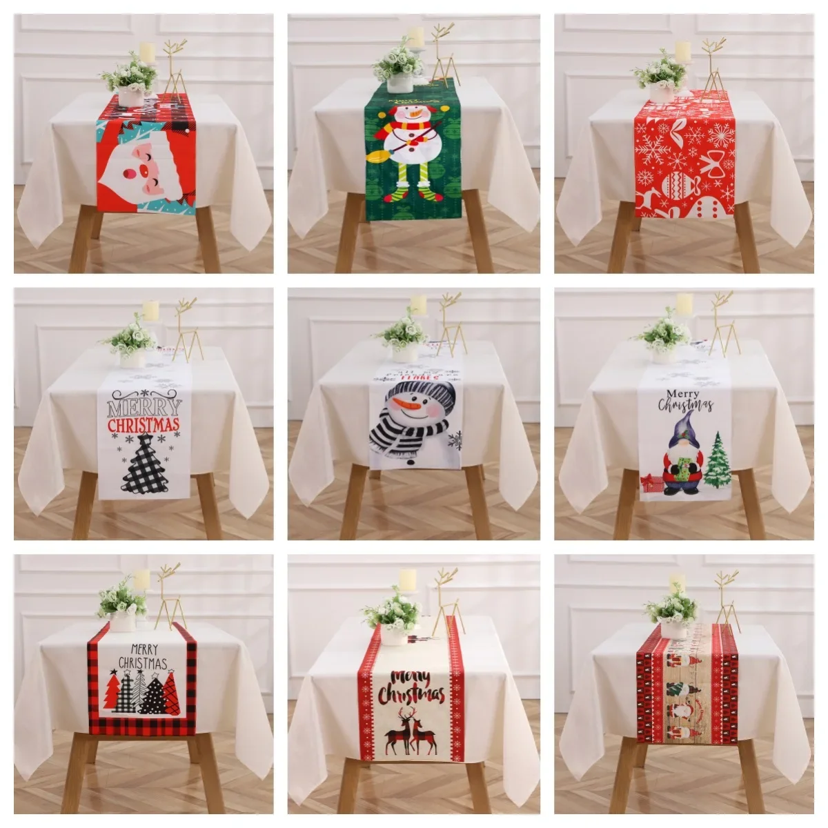 

New Christmas Themed Table Flag Printed Rectangular Tablecloth Santa Claus Table Flag Tablecloth Home Decoration