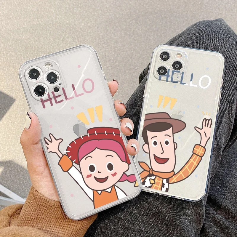 

Toy Story Woody Phone Case For Apple iPhone 5 6 7 8 X XR XS 11 12 13 14 Pro Max Mini Plus luxury Transparent Funda Cover Back