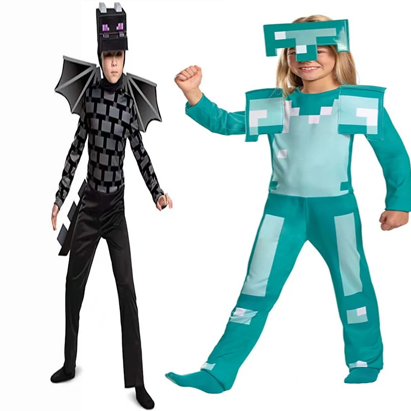 

Halloween Carnival Party Dress Mask Classic Creeper Anime Game Character Set Diamond Armor Cosplay Costume Children's Clothing