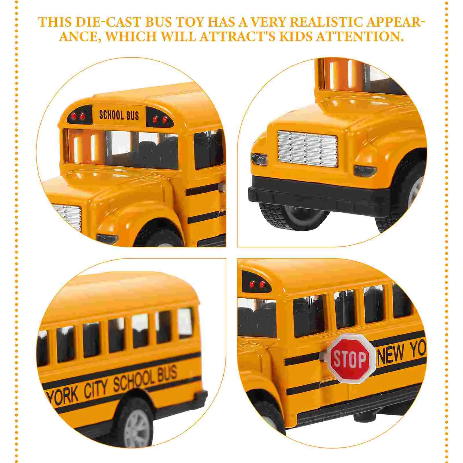 

School Bus Model Boys Toy Pull Back Car Toddlers Ornaments Pull-Back Action Alloy Die Cast