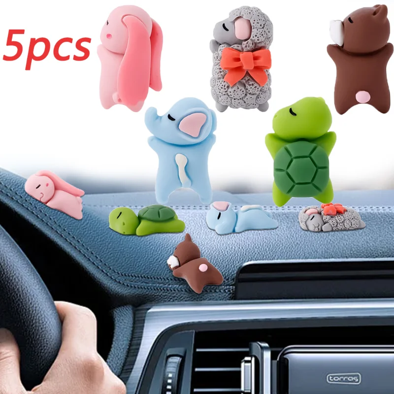 

5pcs Mini Cartoon Pendant Auto Interior Cute Small Animal Series Pendants for Car Center Console Computer Screen Ornaments