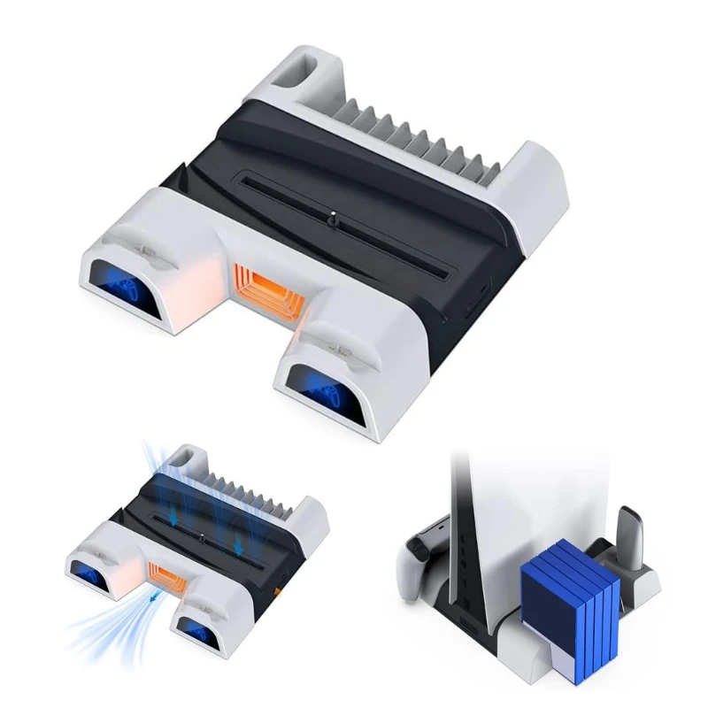 

Cooling Fan Stand with Game Disc Storage & Remote Holder for P5 Game Console Drop Shipping