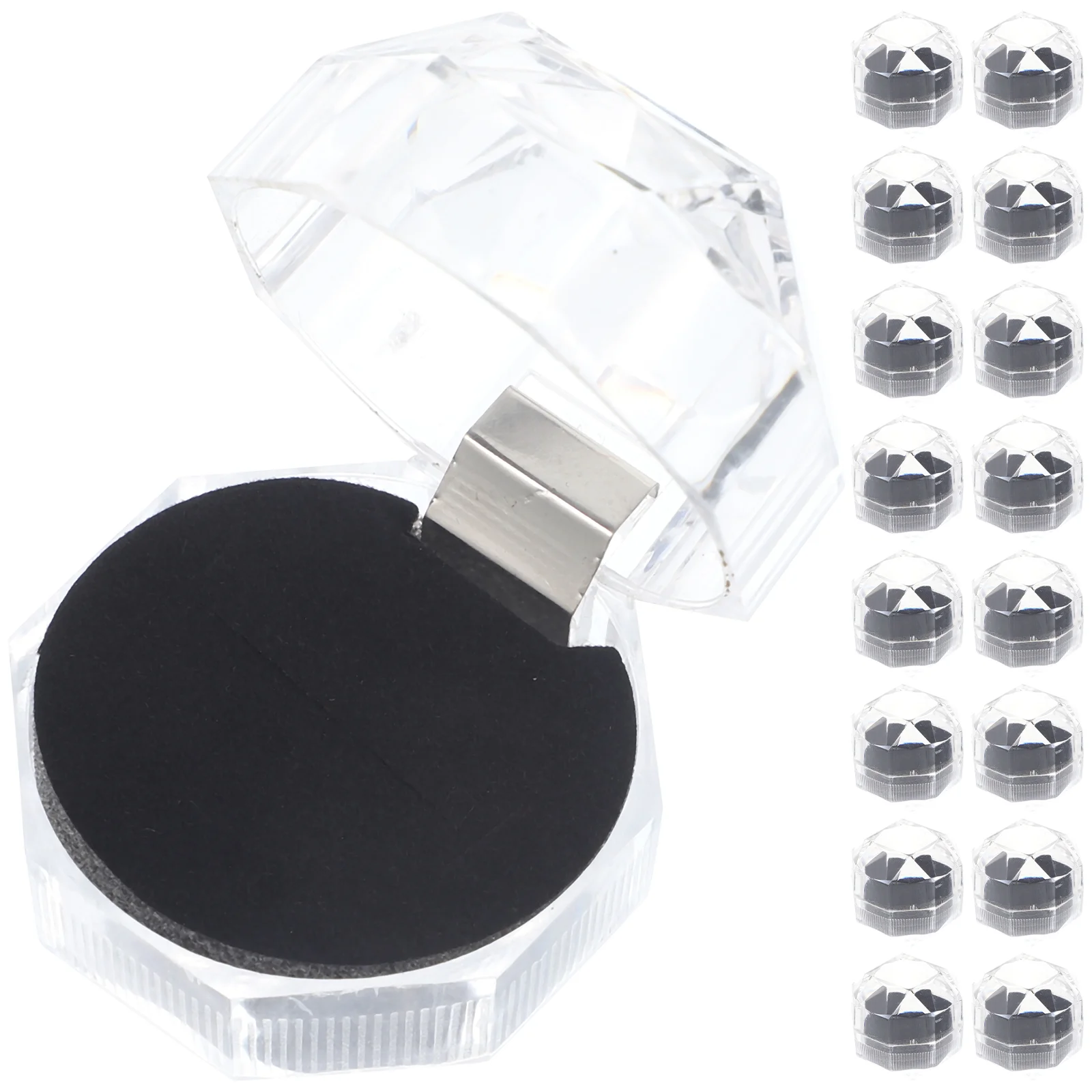 

20 Pcs Packing Box Clear Gift Boxes Jewelry Display Case Decorate Plastic Ring Keeper Sponge Jewelry Holder Bride