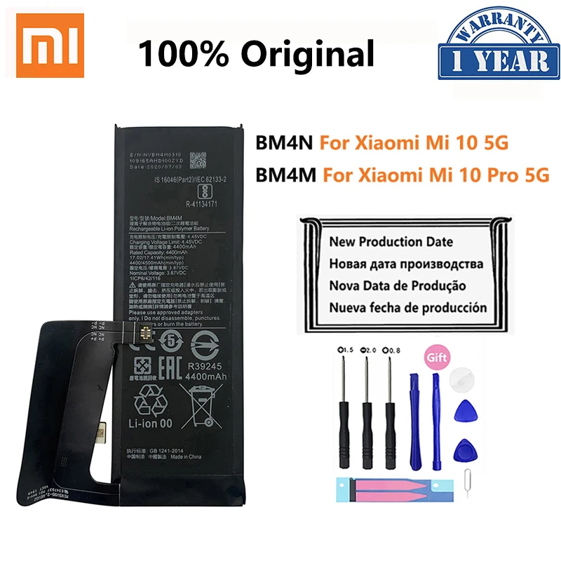 

100% Original Battery BM4M BM4N For Xiaomi Mi 10 Pro 5G Xiaomi 10Pro Mi10 5G Genuine Phone Replacement Bateria Batteries