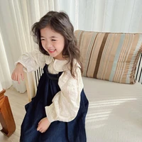 keaiyouhuo 2022 autumn korean style children clothes girl long sleeve shirtjean suspender dress suits kids clothing sets 3 5 y