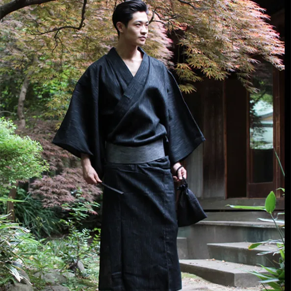 

Traditional Japan Kimono Yukata Mens 95% Cotton Dressing Gown Male Lounge Robes With Belt Plus Size Summer Pajamas Set