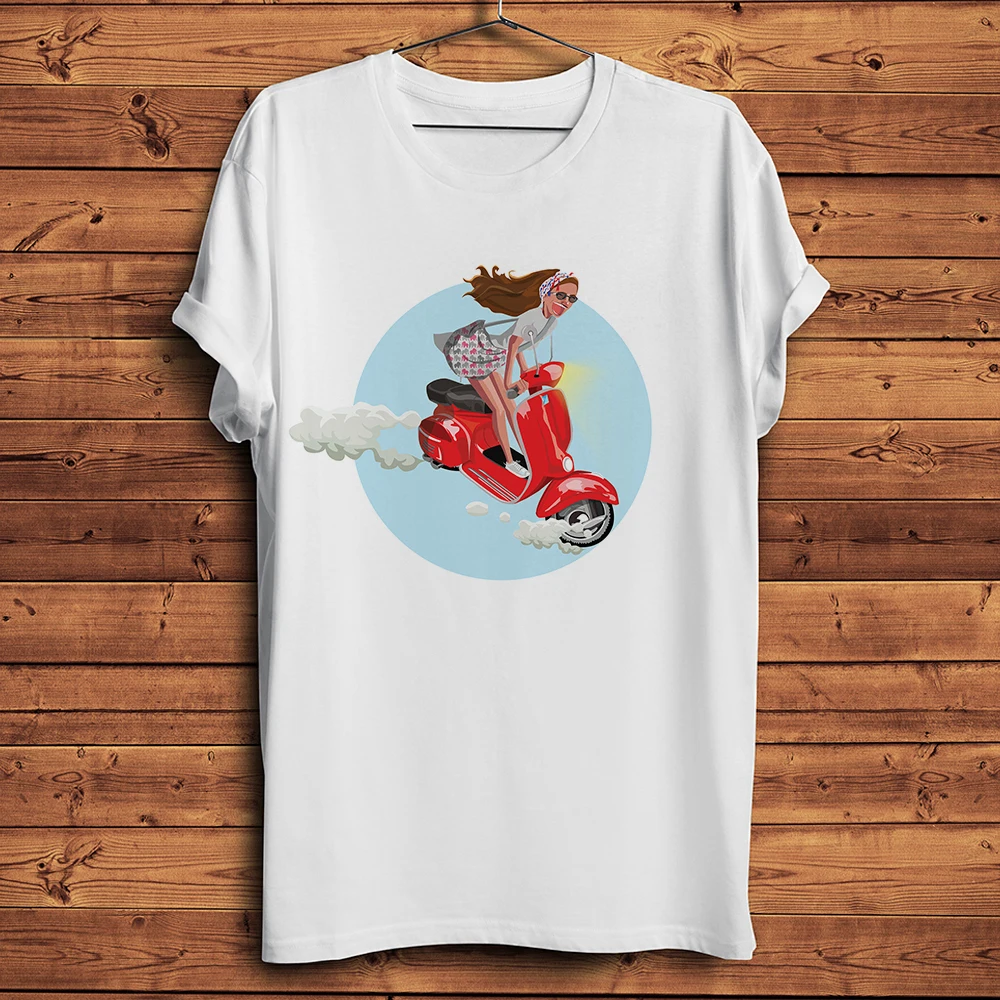 Фото Life Motor Scooter, забавная футболка унисекс, повседневная белая повседневная футболка с короткими рукавами Homme, уличная футболка с дышащим принтом №3