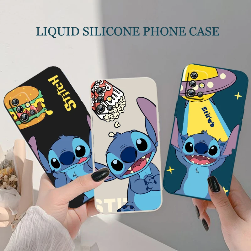 

Super cute Stitch Phone Case For Samsung A12 A13 A21S A22 A31 A32 A33 A42 A51 A52 A53 A71 A72 A73 Liquid Rope Funda Cover Soft
