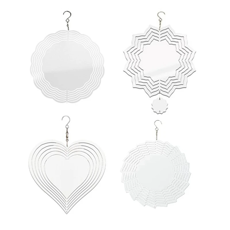 

4Pcs Sublimation Wind Spinner Blanks 8 Inch 3D Wind Spinners Multi-Hanging Wind Spinners For Outdoor Garden Decoration