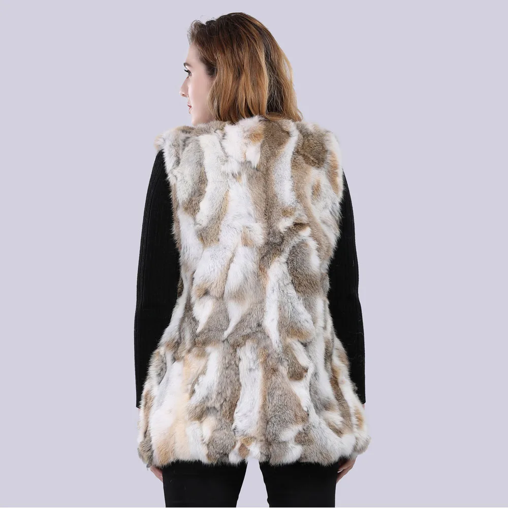 Женский Теплый жилет из натурального кроличьего меха 100% натуральный меховой