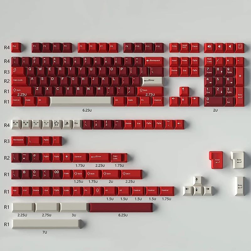 Фото Колпачки для клавиш GMK Cherry Profile Double Shot PBT Keycap для Cherry Mx Switch Механическая клавиатура Olivia Arctic Red Samurai Wob Shoko №4