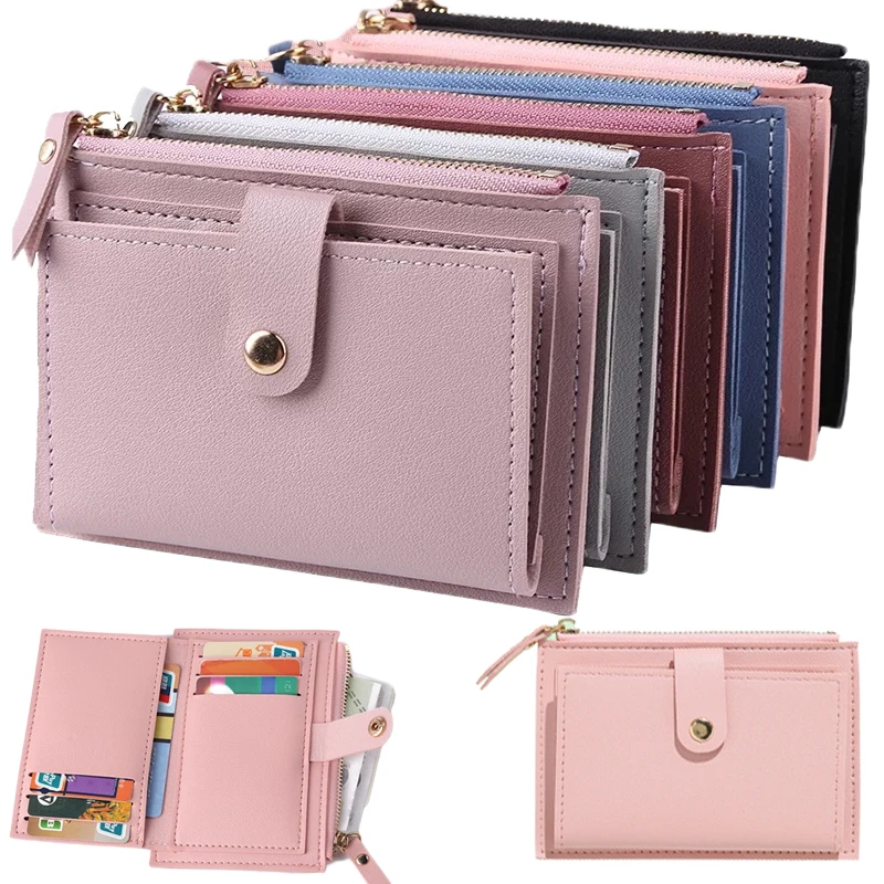 

Small Leather Multi-cards Solid Holder Female Wallets Wallets Hasp Wallet Coin Slim Simple Purse Zipper Women Hasp Short Mini
