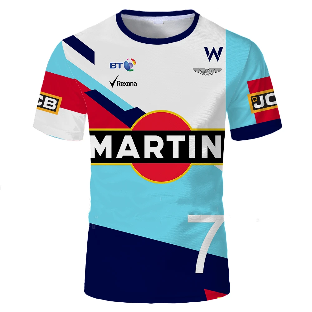 

Fashion 3D Printed F1 Williams Team Summer Loose Crew Neck Breathable Top Oversized Men's Short Sleeve Children's Clothes