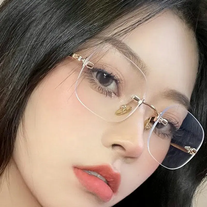 Маленькие прямоугольные солнцезащитные очки без оправы Y2k квадратные женские и