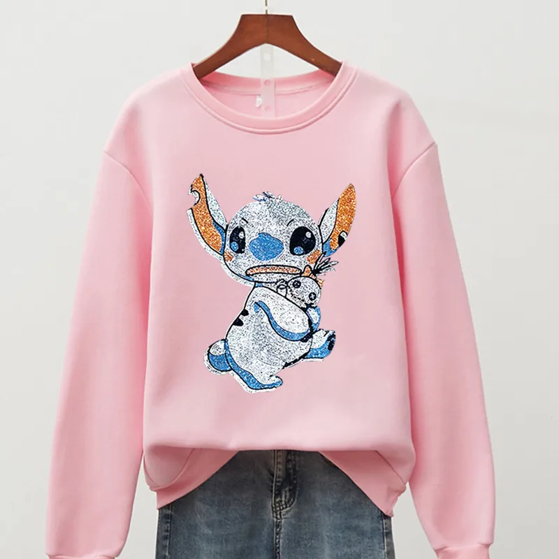 

Hot Cartoon Cute Kawaii Hoodies Women Long Sleeve Funny USA Anime Streetwear Harajuku Disney Stitch Sweatshirts Unisex Tops Male