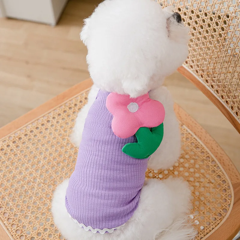 

Cartoon Dog Clothes Plush Flower Vests Clothing for Dogs Small Super Pet Outfits Cute Spring Summer Thin Girl Ropa Para Perro